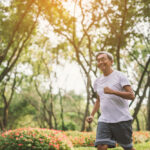 Older man on a run outside